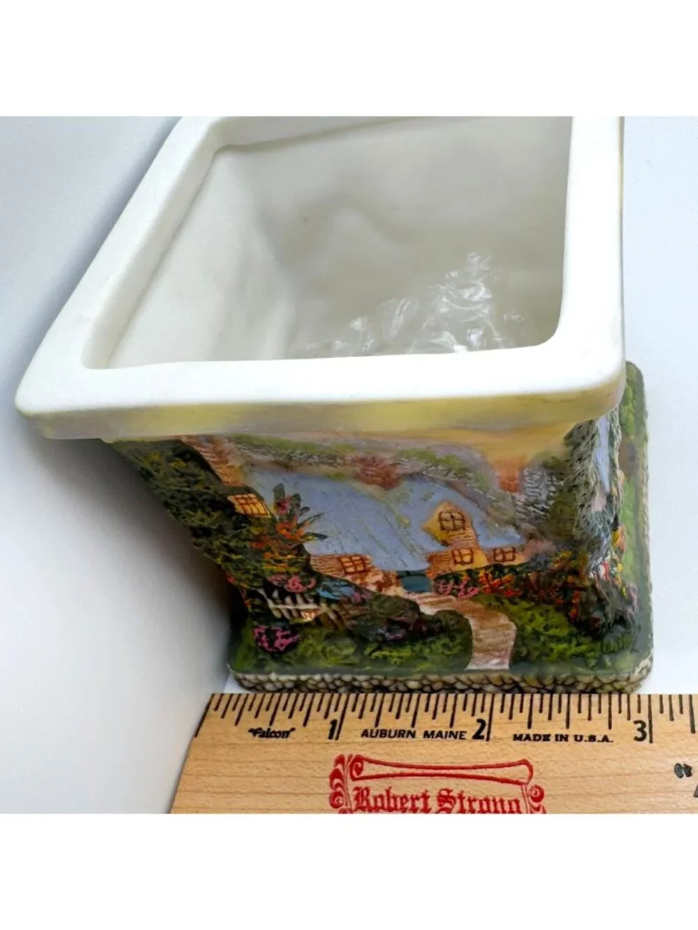 Thomas Kinkade Painter Of Light Porcelain Candleholder Cottage Tealight Box Vtg